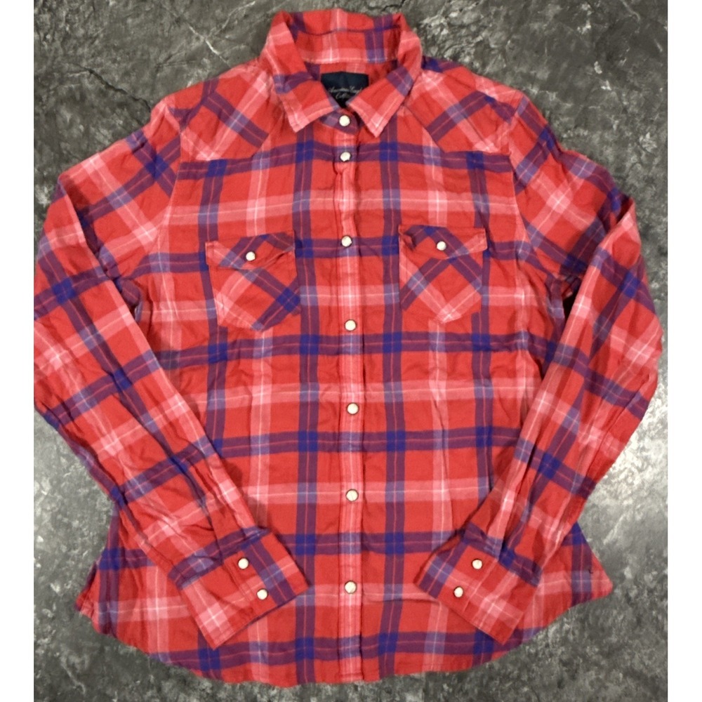 American Eagle Outfitters‎ Plaid Soft Cotton Flannel Shirt Western Preppy Large